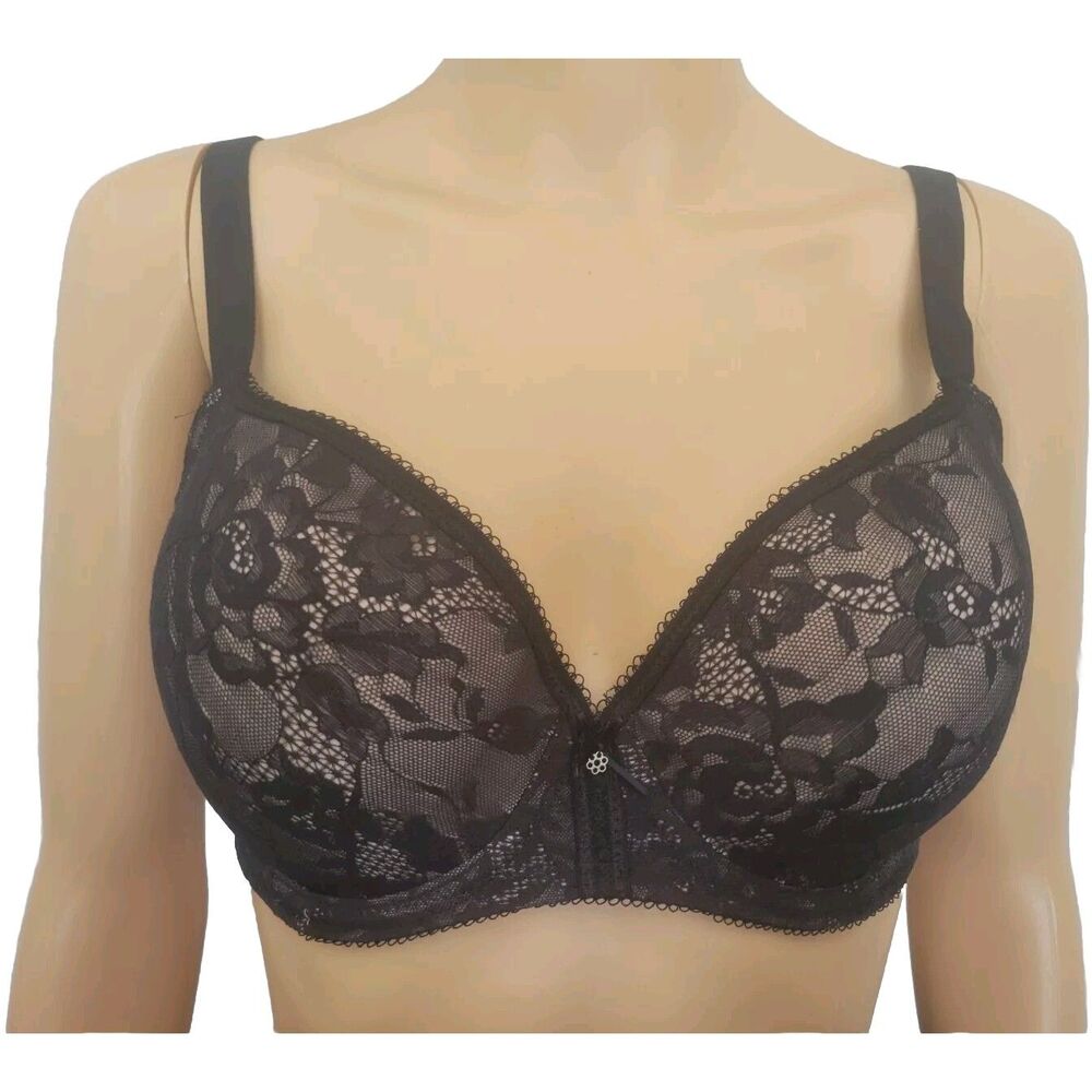 34DD Wacoal 853201 Lace Finesse Underwire T-shirt Bra Black